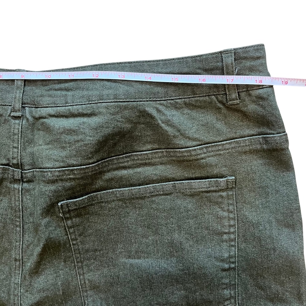 Entro Olive Green Eyelet Hem Wide Leg Jeans Plus Size 1X Scalloped Edge VV1568 - Picture 6 of 9